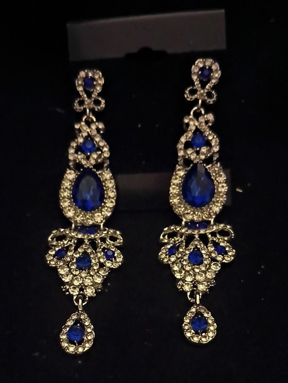 Royal Blue Teardrop Chandelier Earrings -